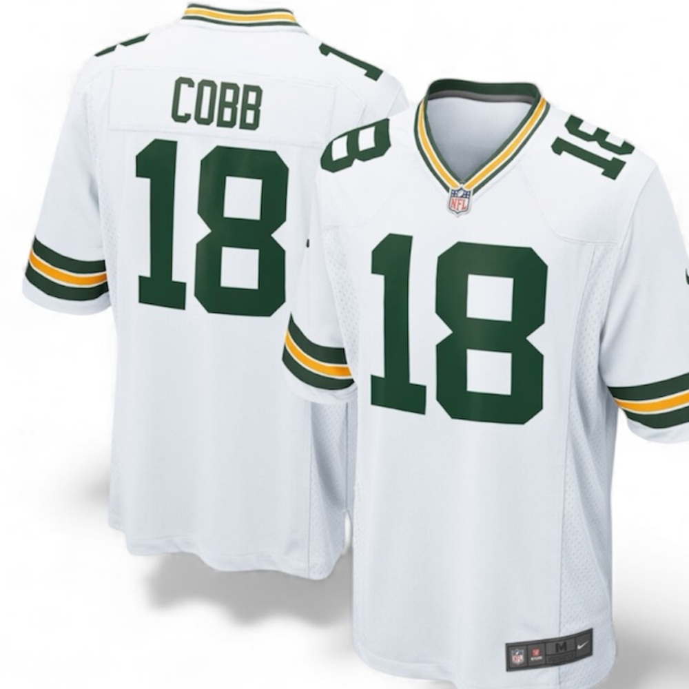 2012-18 NFL GREEN BAY PACKERS RANDALL COBB #18 NIKE WHITE GAME JERSEY SZ SMALL
